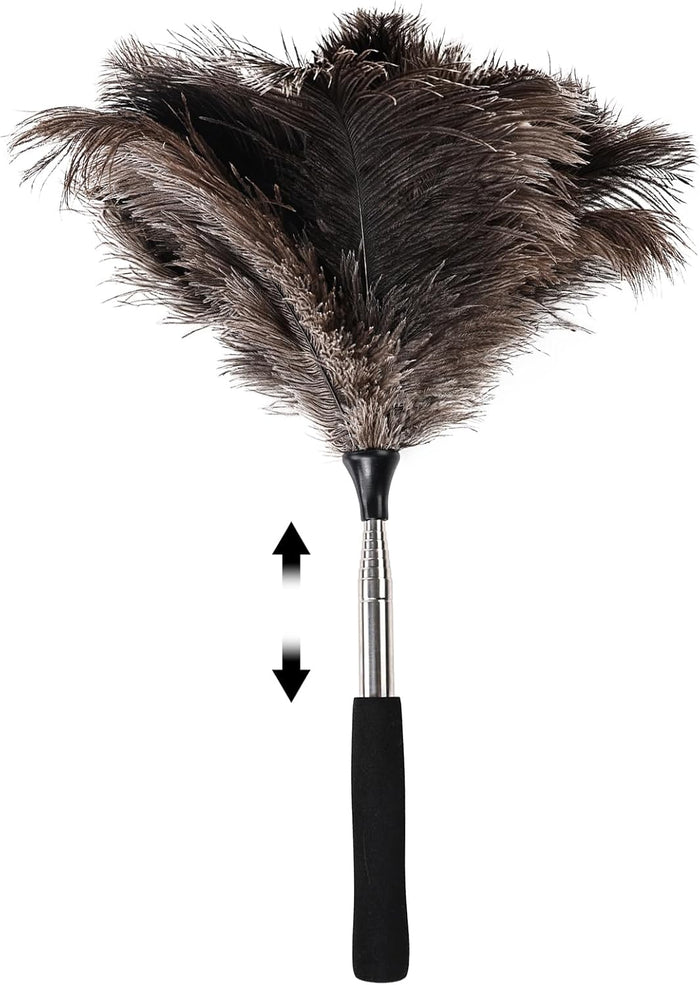 Ostrich Feather Duster 27-94Inch Retractable Fluffy Natural Detachable Ostrich Feather Duster Used for Household Cleaning and High-Altitude Cleaning (2PCS)