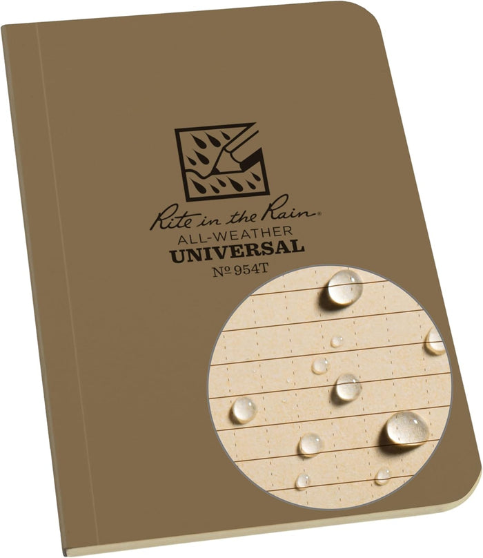 Rite in the Rain Weatherproof Soft Cover Pocket Notebook, 3.5" x 5", Green Cover, Universal Pattern (No. 954)