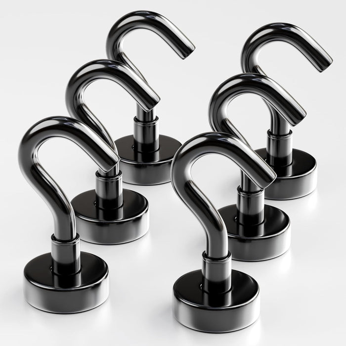 Magnetic Hooks 27 LBS (Pack of 10 Silver) - Heavy Duty Neodymium Hooks for Outdoor & Backyard Use - Strong Rare Earth Magnets for Cruise Cabins - Magnetic Hooks for Kitchen & Refrigerators