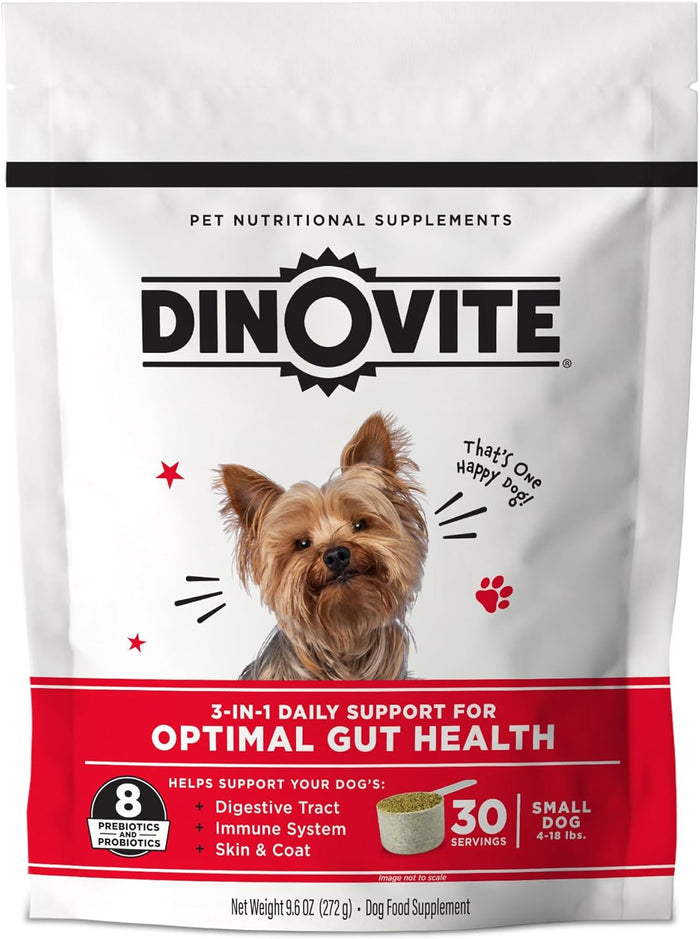 Dinovite Probiotic Supplement for Dogs - Omega 3 - Hot Spot Relief - Skin & Coat Supplement - 30 Day Supply (30 Day Supply, Large Dogs (45+ lbs))
