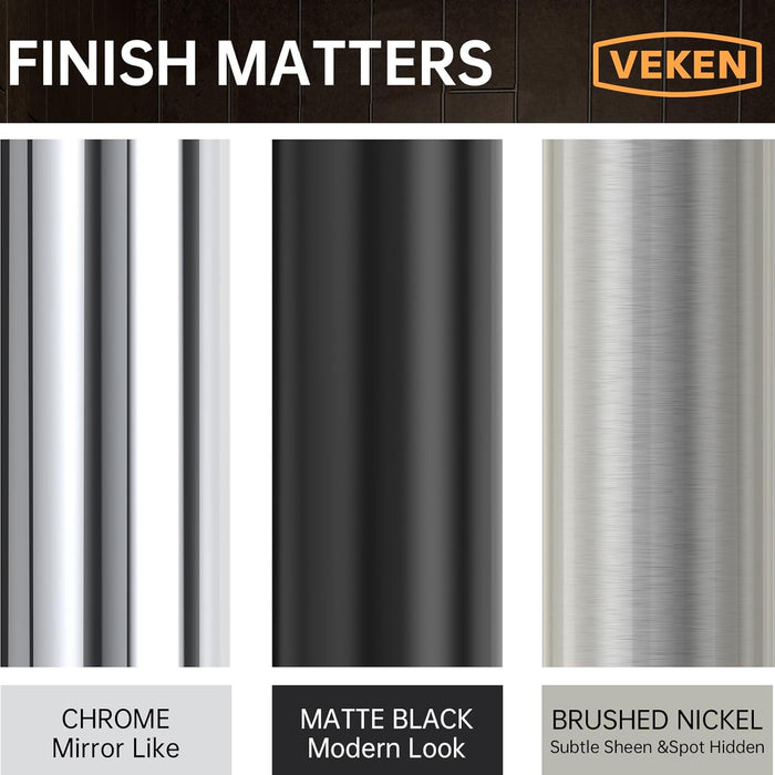 Veken 10" Luxurious All Metal Rain Shower Head with Handheld, High Pressure Rainfall Shower Heads wih Extension Arm, Wide Dual Showerhead with Spray Combo, Bathroom Accessories, Chrome, Silver