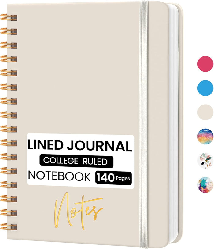 Lined Spiral Journal Notebook, A5 College Ruled Notebook for Journaling, Note-Taking, and Daily Planning, Durable Hardcover with an Elegant Design, Purple
