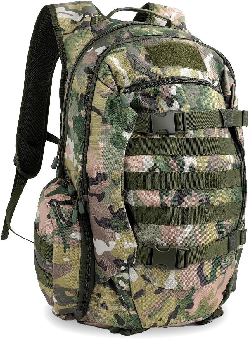 35L Tactical Backpack for Men, MOLLE Military Bug Out Bag, Waterproof Rucksack for Hiking with Hydration Port Army Green