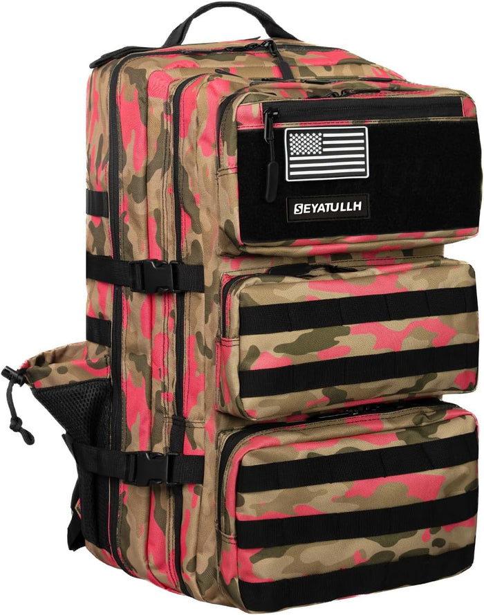 Military Tactical Backpack 55L Army Backpack Bug Out Bag Assault pack Molle Daypack Hiking Trekking Rucksack (Pink camouflage)