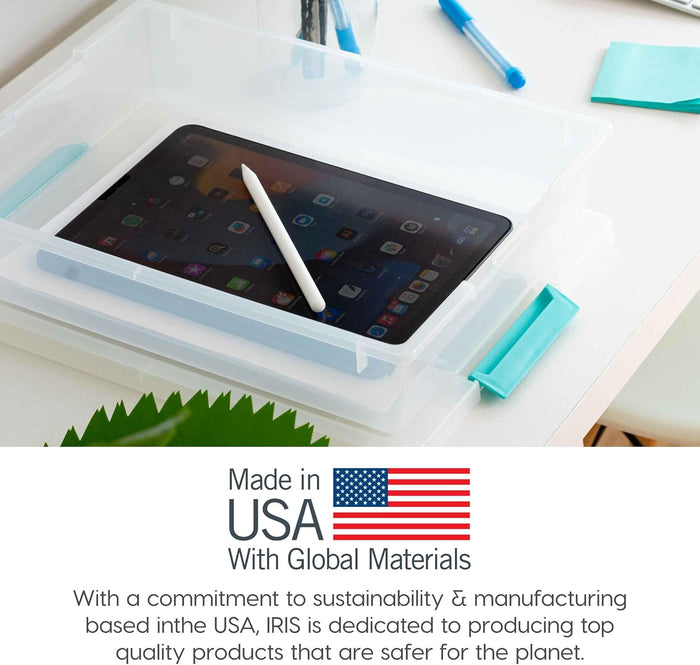 IRIS USA 6 Qt. Plastic Storage Bins Containers with Lids, 4 Pack, Small Sensory Bin, Craft Storage, Craft Organizers & Storage, Organizing Container for Home, Office & Art Supplies, Stackable, Clear
