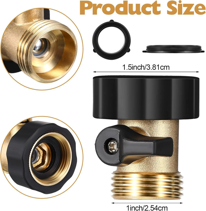 Tudomro 4 Pack Garden Hose Shut Off Valve Durable Heavy 3/4 Brass Shut Off Valve for Garden Hose with Extra Pressure Washer Water for Household Cleaning