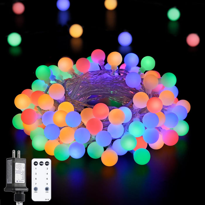 JMEXSUSS 100 LED Connectable Globe String Lights Indoor Bedroom, 33ft Warm White Christmas String Lights Plug in with Remote, 8 Modes Hanging Fairy Lights Outdoor for Room Classroom Dorm Party Decor