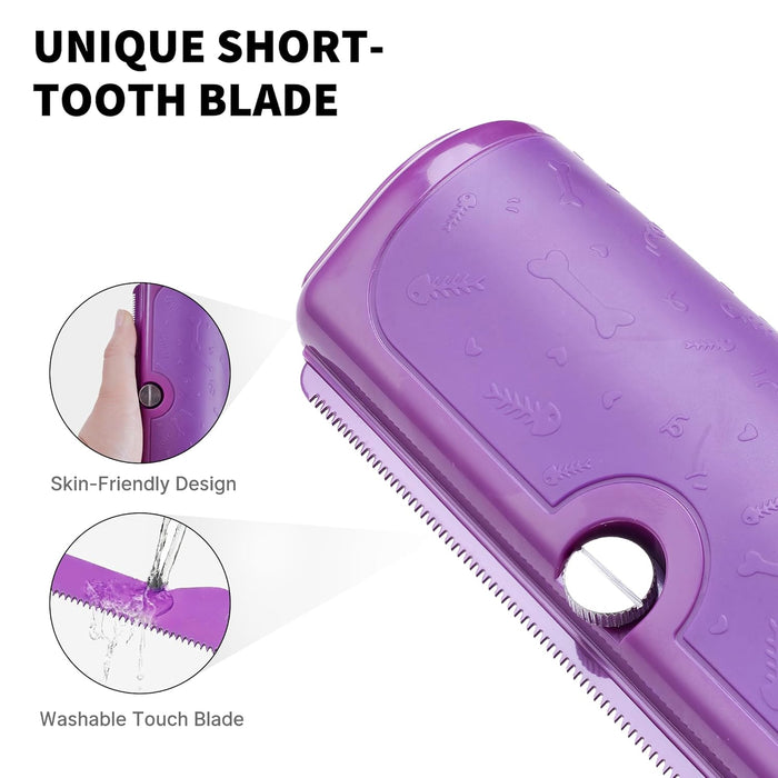 Cat & Dog Deshedding Brush – Purple Grooming Tool for Cats & Dogs, Gentle Fur Remover Comb, Comfortable Anti-Slip Handle, Easy to Clean