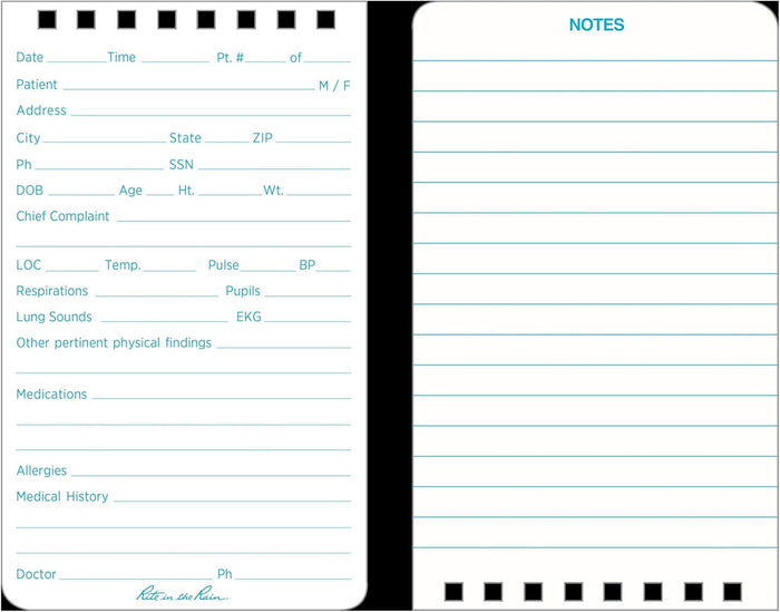 Rite in The Rain Weatherproof EMS Notebook, 3" x 5", Yellow Cover, Vital Stats Pages (No. 112)