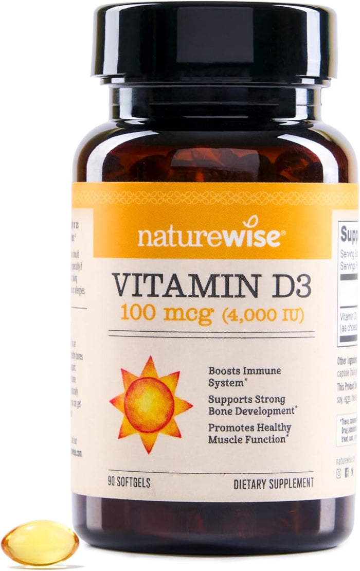 NatureWise Vitamin D3 5000iu (125 mcg) 1 Year Supply for Immune Support, Healthy Muscle Function, and Bone Health - Non-GMO, Gluten Free in Organic Extra Virgin Olive Oil, (Mini Softgel), 360 Count