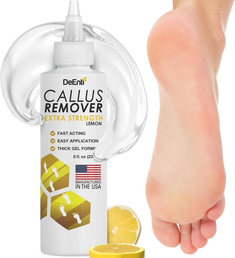 DeEnti Callus Remover for Feet, Extra Strength Foot Callus Remover Gel, 8oz Salon Grade Home Pedicure Supplies for Dry Skin, Cracked Heel, Professional Strength Foot Care, Cool Mint