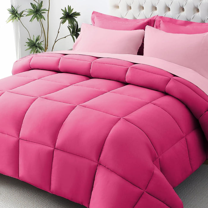 JOLLYVOGUE Full Comforter Set, Ultra-Soft Bed in a Bag Full Size 7 Pieces, Oeko-TEX Certified Bedding Set with Down Alternative Comforter, Sheets, Pillowcases & Shams, Black