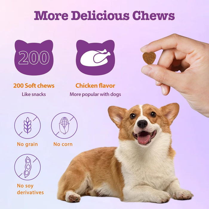 Dog Allergy Chews 200ct Dog Itching Skin Relief Chews for Paw Licking Itchy Skin Relief Supplement with Probiotics Omega 3 Fish Oil Anti Itch Allergy Relief for Dogs Seasonal Allergies Immune Support