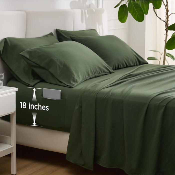 Bedsure Deep Pocket King Sheet Set - 6 Piece, Prewashed Ultra-Soft King Size Sheets Set, Fits Mattresses Up to 18 Inches Thick, Breathable & Secure Fit, Hotel Luxury Bedding, Grey