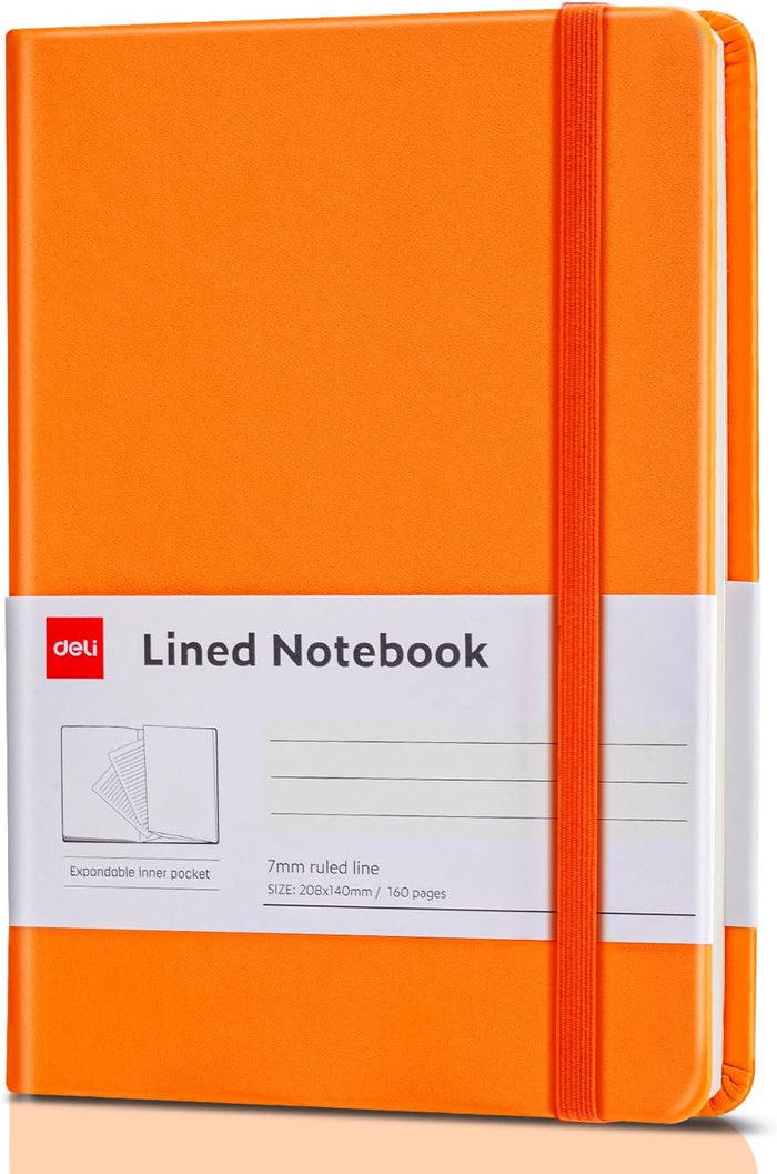 deli 6 Pack Black Lined Journal Notebook for Work, Moleskine Notebooks, A5 (5.5"x8.3"), 160 Pages Hardcover Journaling Notebooks, Black College Ruled Notebooks for Notes-taking/Work/Travel