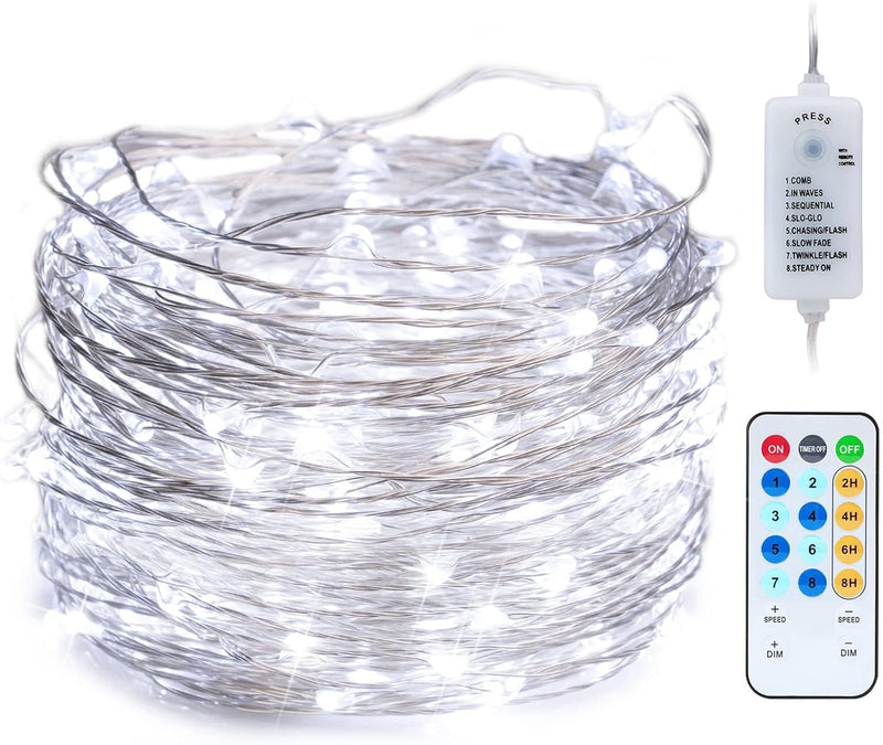 Minetom Fairy Lights with Remote, 66 Feet 200 Led Firefly String Lights Plug in for Bedroom Home Wall Ceiling Christmas Tree Wreath Craft Wedding Party Indoor Outdoor Decoration, Warm White