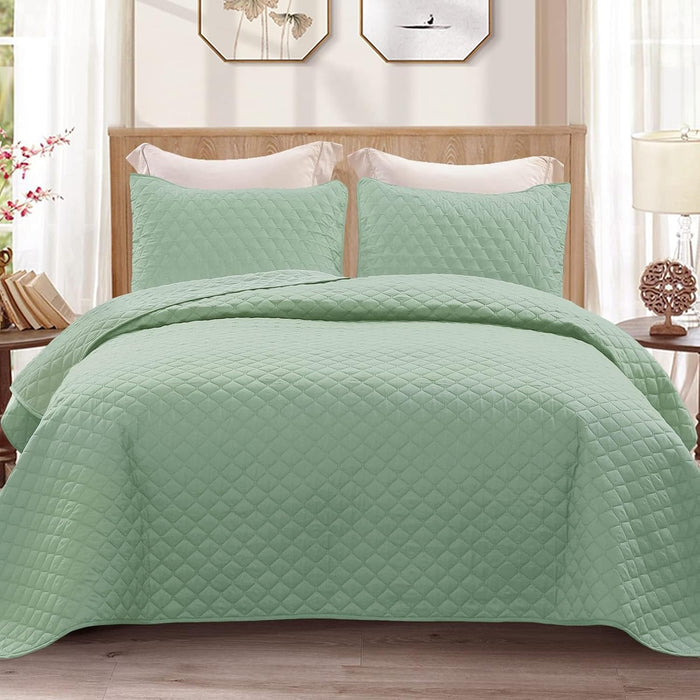 Exclusivo Mezcla Ultrasonic Reversible Full Queen Quilt Bedding Set with Pillow Shams, Lightweight Quilts Queen Size, Soft Bedspreads Bed Coverlets for All Seasons - (Grey, 90"x96")