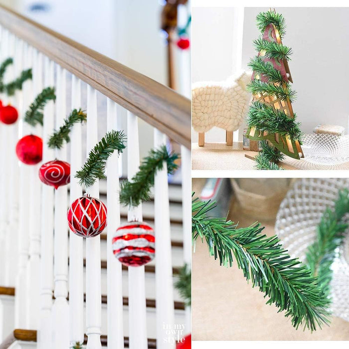 DearHouse 40Feet Christmas Garland, 2 Strands Artificial Pine Garland Soft Greenery Garland for Holiday Wedding Party,Stairs,Fireplaces Decoration, Outdoor/Indoor Use