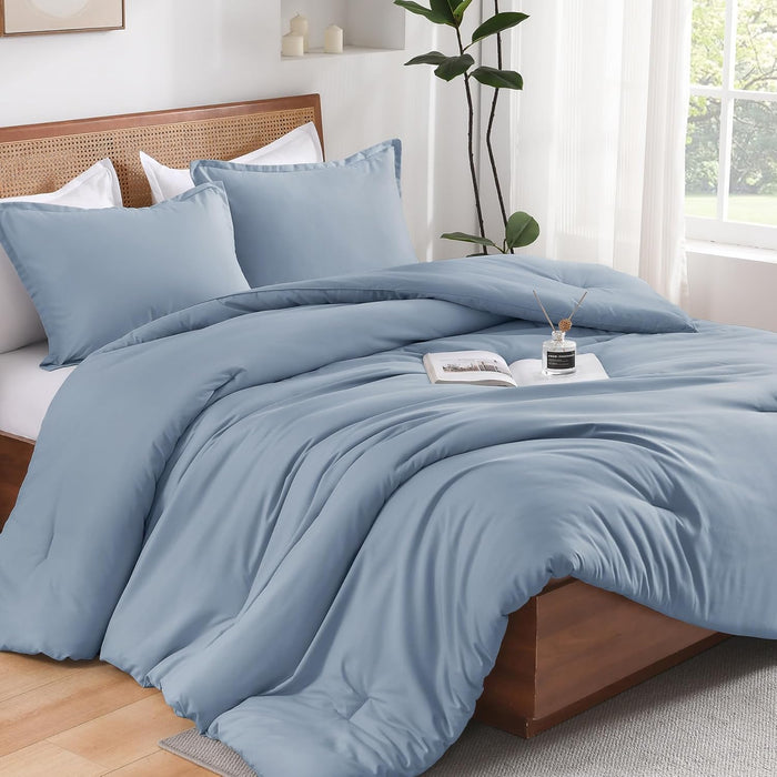 Andency Dark Emerald Green Queen Size Comforter Set, 3 Pieces Forest Hunter Green Boho Solid Bedding Sets, Soft Cozy Lightweight Down Alternative All Season Bed Set