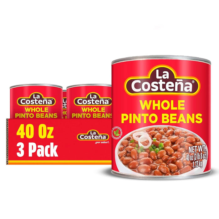 La Costeña Refried Pinto Beans - Ready-to-Eat Canned Refried Beans for Mexican Food, Mexican Rice, Nacho Bean Dip, Bean Burrito, Carne Asada, Fajita & Taco Seasoning - 14.1oz, 12 Pack Canned Food
