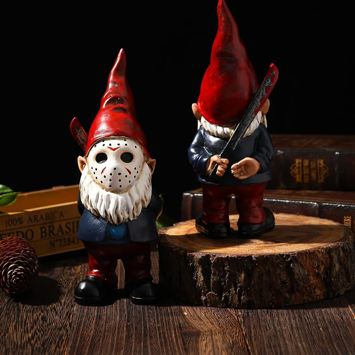 Horror Decor Halloween Decorations Indoor Garden Gnome Garden Statue Home Décor (red)