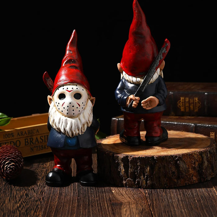 Horror Decor Halloween Decorations Indoor Garden Gnome Garden Statue Home Décor (red)