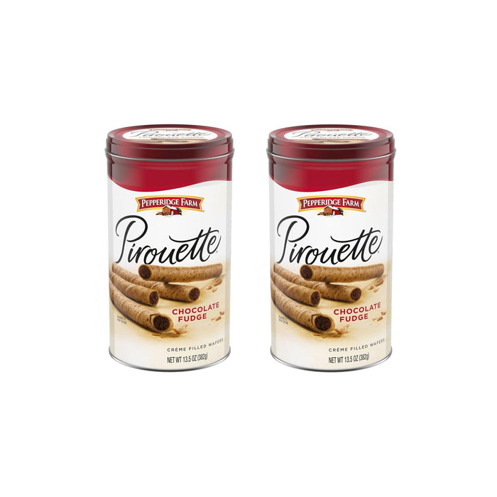 Pepperidge Farm Pirouette Cookies, Chocolate Fudge Créme Filled Wafers, 13.5 Oz Tin