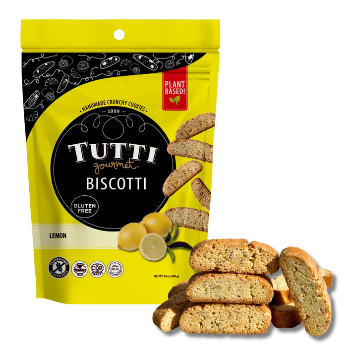 Tutti Gourmet Gluten Free Pistachio & Cranberry Biscotti, 9.9 oz (283g) Resealable Cookie Bag, Vegan and Halal Snacks