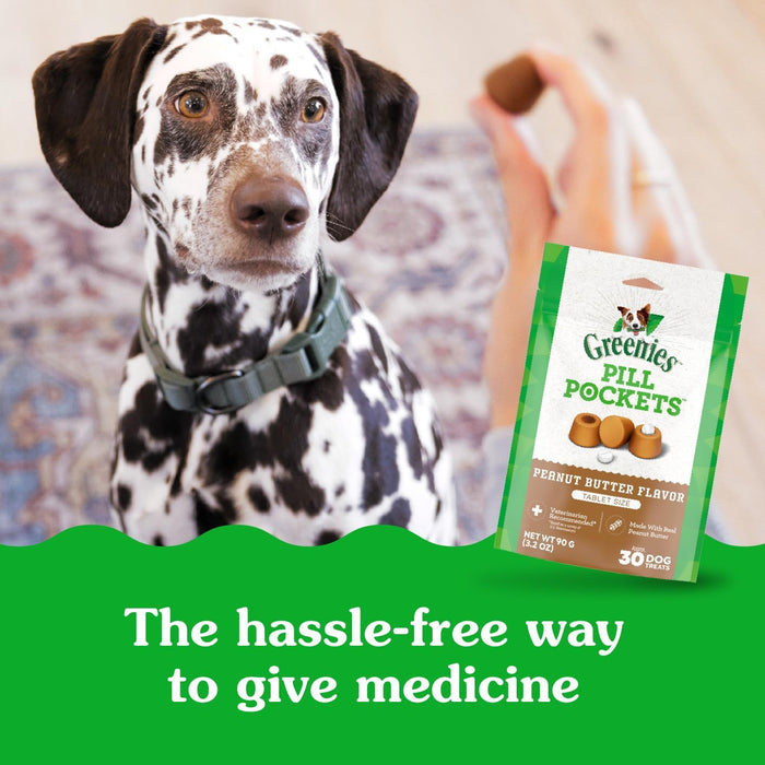 Greenies Pill Pockets for Dogs Small Size, Soft Dog Treats, with Real Peanut Butter, 3.2 oz. Pouch (30 Treats)