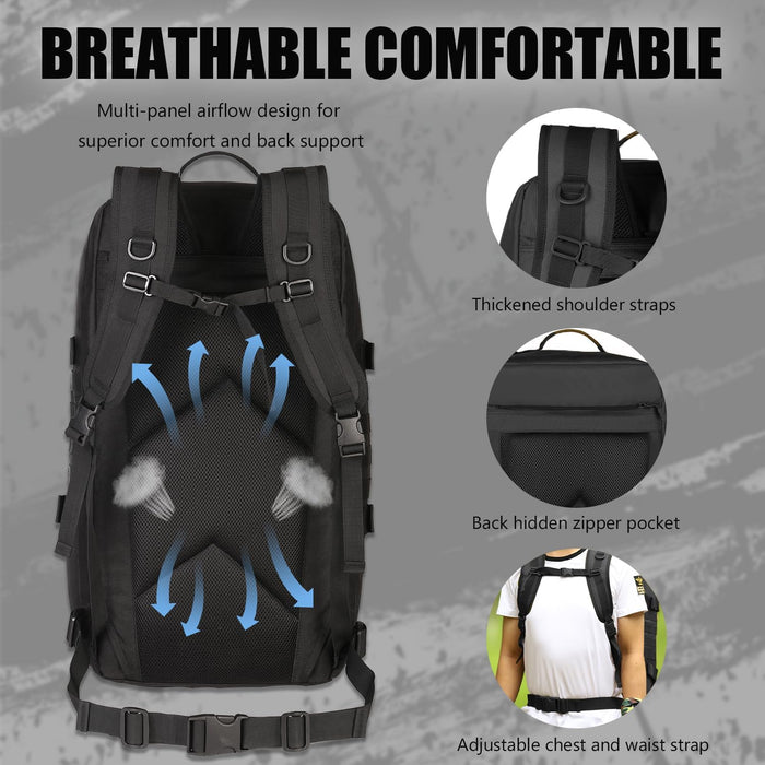 Protector Plus Tactical Travel Backpack 60L Military MOLLE Duffel Bag (Rain Cover & Patch Included)