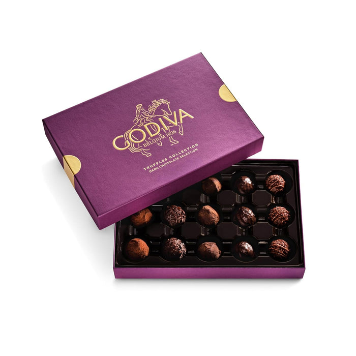 Godiva Signature Truffle Gift Box, Belgian Dark and Milk Chocolates with Ganache Center, Gourmet Gift for Birthdays, Holidays, Non-GMO & Kosher, 8 Pc