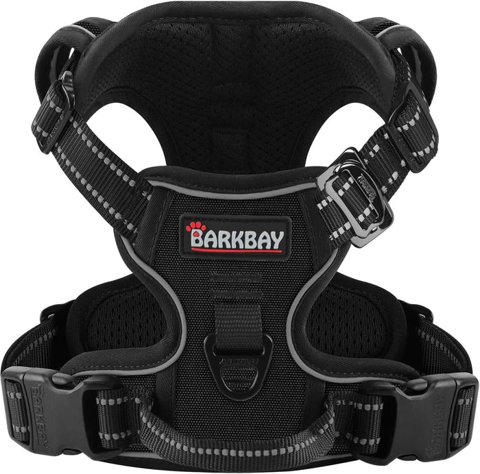 BARKBAY No Pull Pet Harness Dog Harness Adjustable Outdoor Pet Vest 3M Reflective Oxford Material Vest for PINK Dogs Easy Control for Small Medium Large Dogs (L)