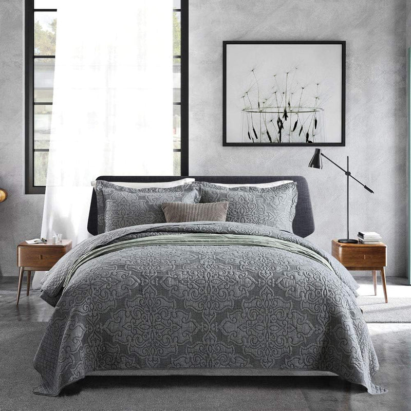 Travan 3-Piece Queen Quilt Sets with Shams Oversized Bedding Bedspread Reversible Soft Coverlet Set, Queen Size