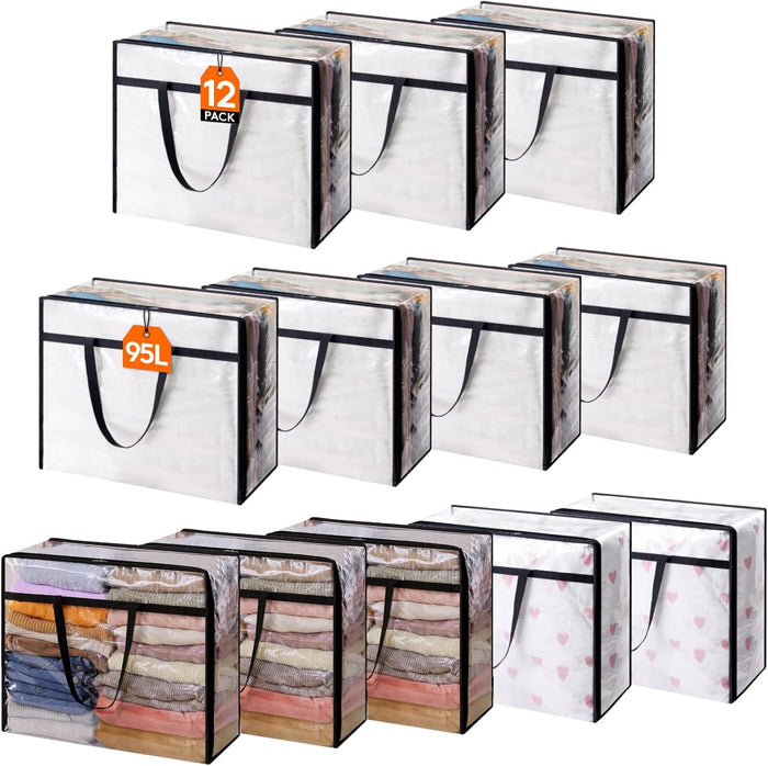 Lifewit 4 Pack Clear Clothes Storage Bags, 40L Plastic Blanket Storage Bag, Vinyl Foldable Moving Bags with Zipper, Closet Organizers and Storage Containers for Bedding, Duvet, Comforter