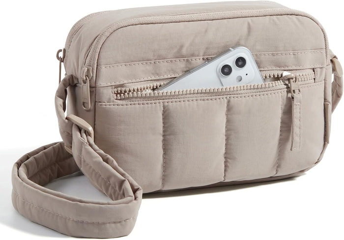 BAGSMART Cross Body Purse, Mini Crossbody Bags for Women Travel Purse, Puffy Shoulder Handbag Wallet with RFID Blocking Slots, Dark Brown