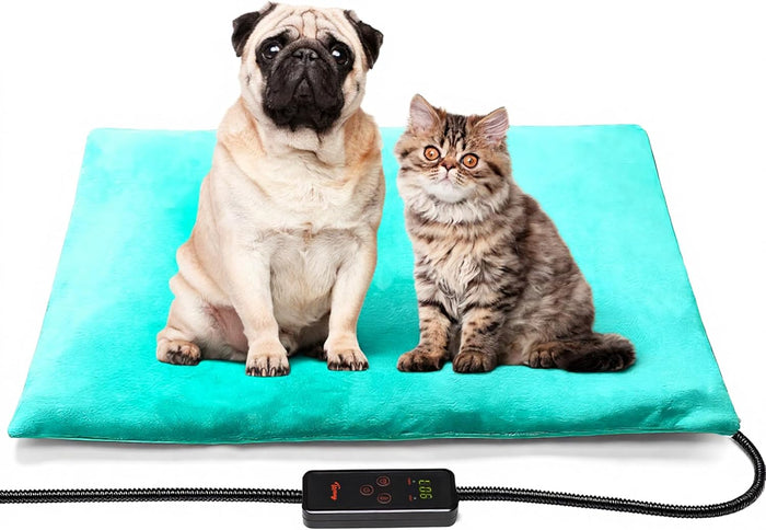 Toozey Medium Pet Heating Pad, 28x20 in, 6 Temp Settings, Timer, Waterproof, Chew-Resistant Cord, for Dogs and Cats
