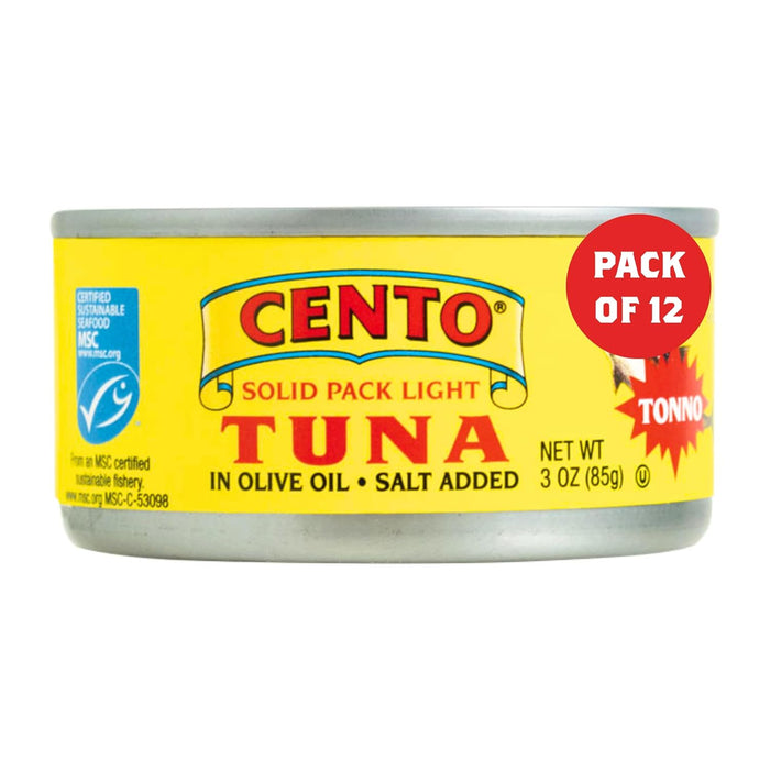 Cento Solid Packed Tuna in Olive Oil, 5 Ounce (Pack of 12)