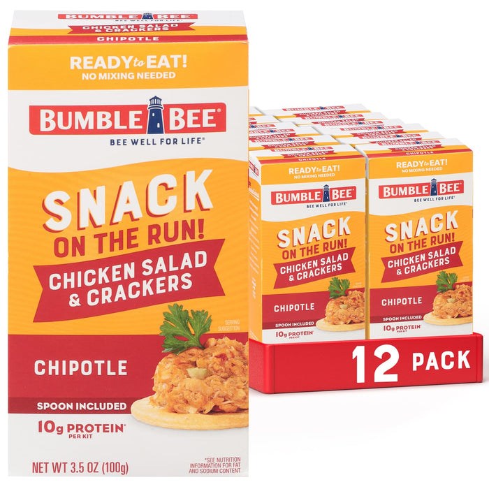 Bumble Bee Snack on the Run Chicken Salad with Crackers Kit, Ready to Eat, Easy Open Can, Spoon Included - Shelf Stable & Convenient Protein Snack, 3.5 Ounce (Pack of 3)
