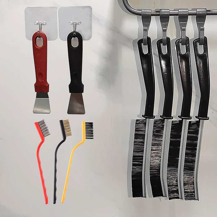 Hard Bristle Crevice Cleaning Brush, 11 Pcs Multifunctional Gap Cleaning Brush Tool Kits for Household, Full Sets Crevice Cleaning Brush for Kitchen Bathroom Toilet Crevice, Practical and Durable