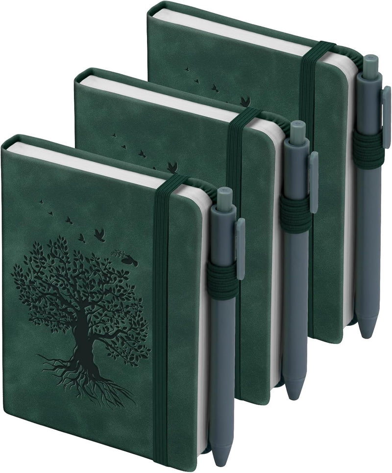 3 Pack Pocket Journaling Notebooks, A6 Small Notebook For Note Taking Journaling Notebooks Journals For Writing Mini Note Pads With Pen Holder 120 Pages 100 GSM Thick Paper-3 Aegean Blue