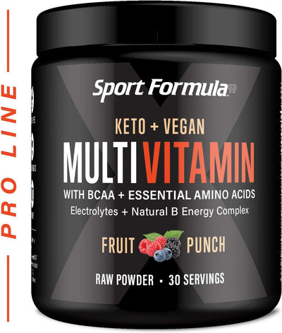 Multivitamin Powder - Drink Mix for Men Women BCAA Amino Acids Won’t Upset Your Stomach - Keto Vegan Multivitamin Fruit Punch - Electrolytes Super B Complex Digestive Enzyme