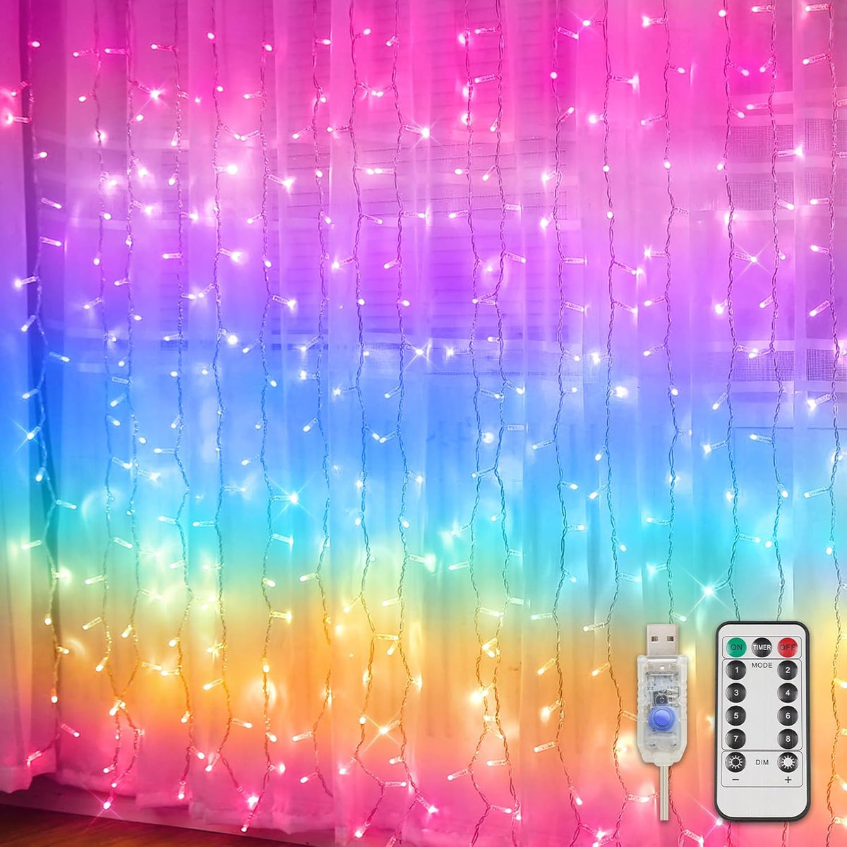 suddus Curtain Lights for Bedroom, 200 Led Hanging String Light Outdoor, Fairy Curtain Lights Indoor for Christmas, Dorm, Wall, Backdrop, Window, Wedding, Party, Birthday Decor, Warm White