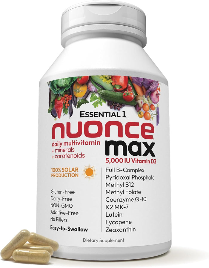 ANDREW LESSMAN Essential-1 Multivitamin 1000 IU Vitamin D3 60 Small Capsules - 100 mcg Methyl B12. CoQ10 Lutein Lycopene Zeaxanthin. High Potency. No Additives. Ultra-Mild. One Daily Capsule