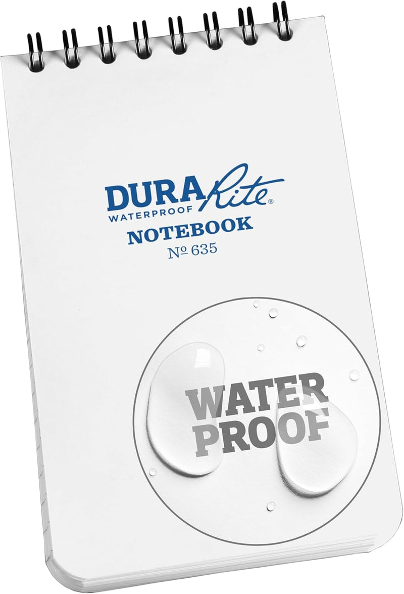 Rite in the Rain Waterproof (DURARITE) Side Spiral Notebook, 4.625" x 7", White Cover, Universal Pattern (No. 673)