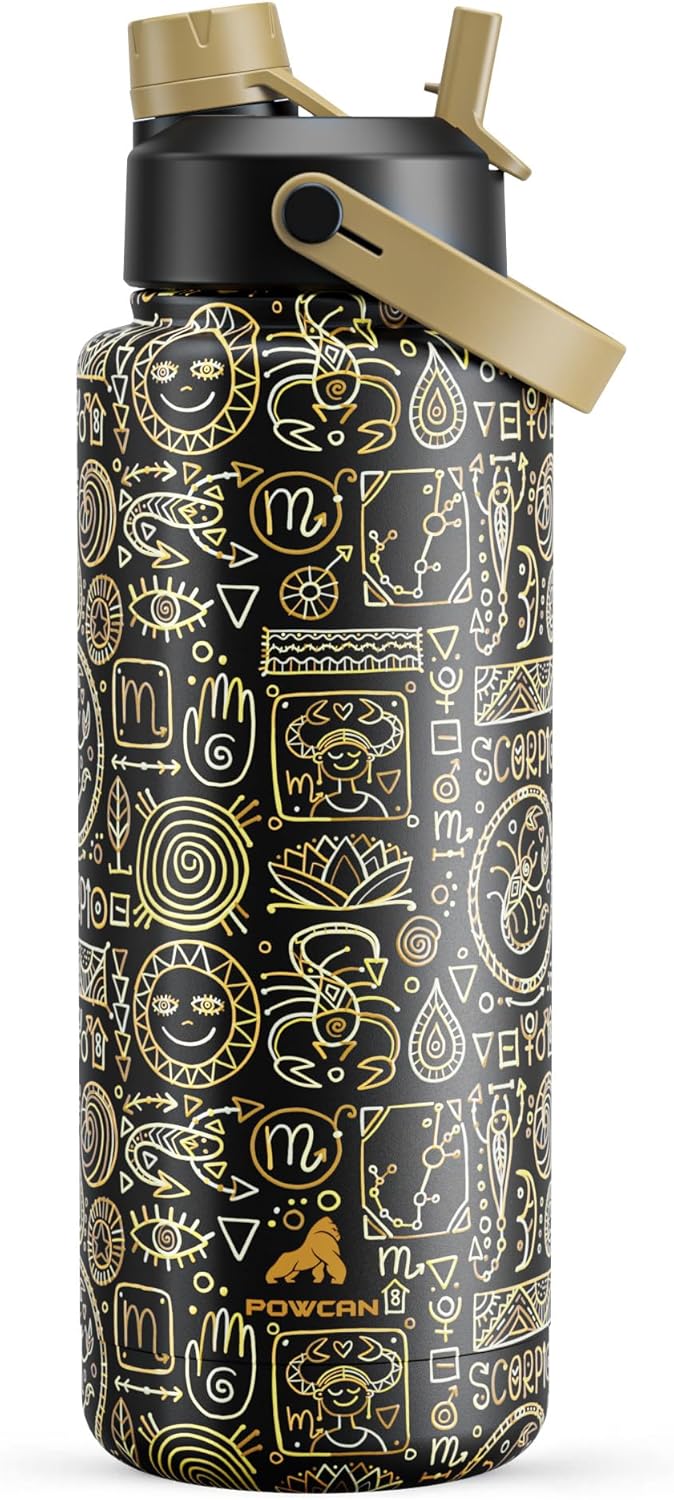 26 oz Insulated Water Bottle with 2-in-1 Straw and Spout Lid, Keep Cold 24H, Leak-Proof, Fits in Car Cup Holder, Stainless Steel Water Bottle for Sports, Travel, and School (Dark Knight)