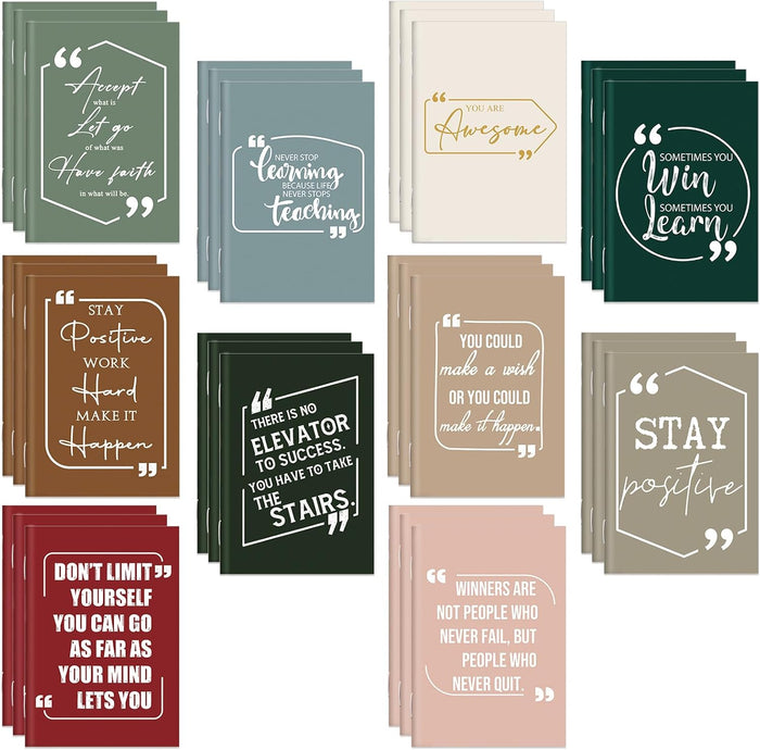 Fulmoon 30 Pcs Inspirational Notepads Pocket Motivational Notebook Mini Notebooks Small Lined Inspiring Journals for Class Students Nurses Employees Team Valentines Gifts (Multicolor)