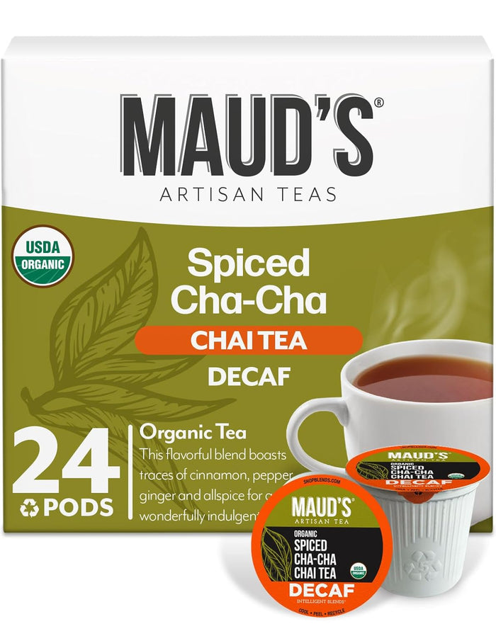 Maud's Organic English Breakfast Black Tea Pods, 24 ct, Recyclable Single Serve Pods – 100% Gourmet Blended Tea Leaves, Compatible with Keurig K Cups Maker