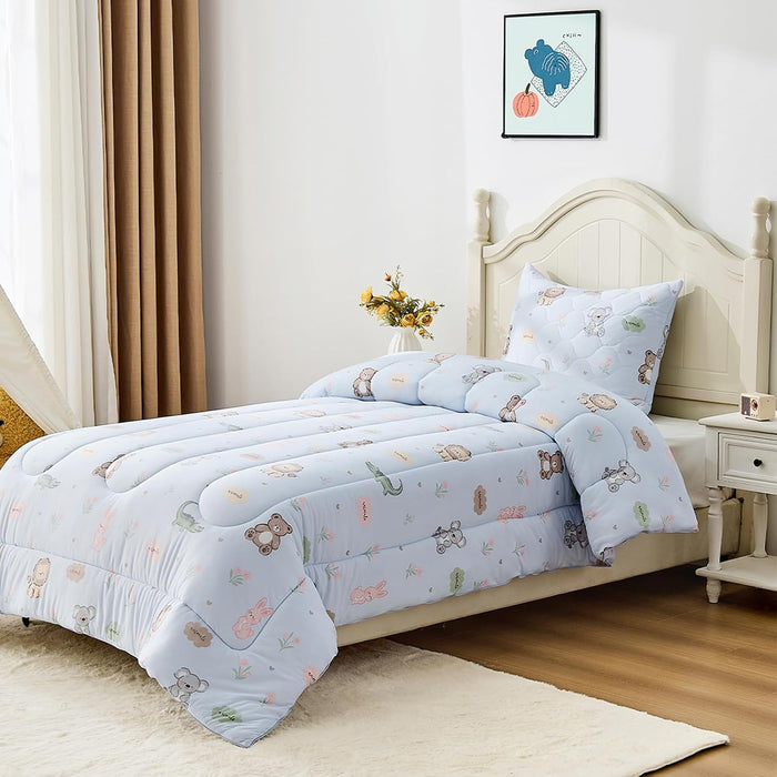 Bestier Kids Comforter Set - 2 Pieces Toddler Bedding Sets for Boys and Girls, Sorona® Natural Plant Fiber Comforter Sets with Oeko-TEX® Standard 100/CPC Certification, Toddler Size, 42“x57”