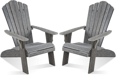 Adirondack Chair Set of 2, Outdoor Oversized Patio Chair Poly Lumber Weather Resistant & Durable Fire Pits Chair for Poolside,Lawn and Garden,350lbs Weight Capacity (Grey)
