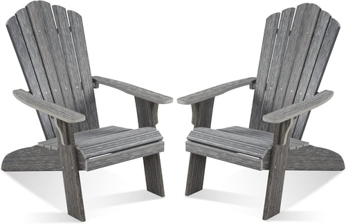 Adirondack Chair Set of 2, Outdoor Oversized Patio Chair Poly Lumber Weather Resistant & Durable Fire Pits Chair for Poolside,Lawn and Garden,350lbs Weight Capacity (Grey)